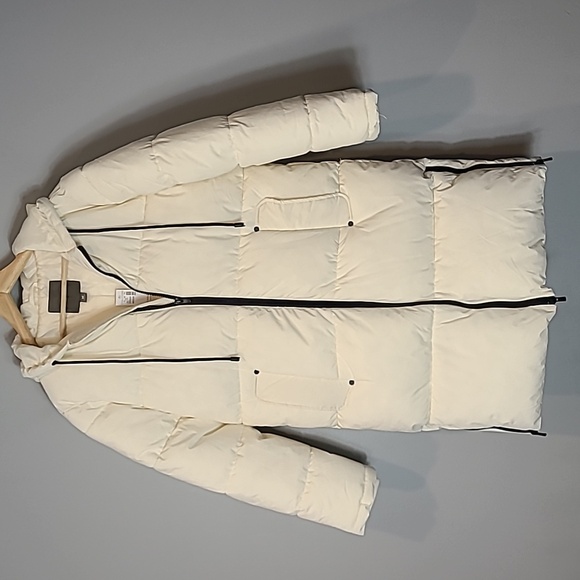 Lands' End Jackets & Blazers - Long Winter Coat Cream Puffer New Womens Size Medium Maurices